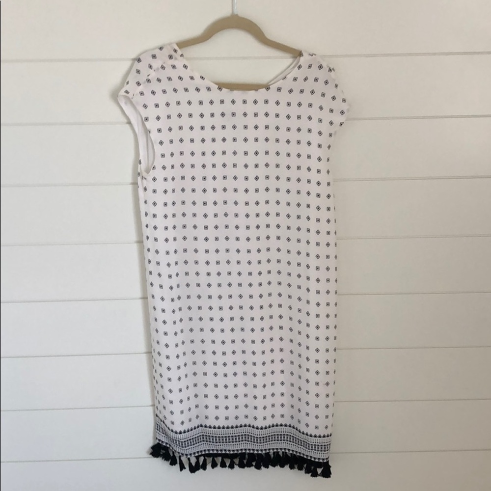 Madewell Scatterblock Fringe Tassel Mini Dress